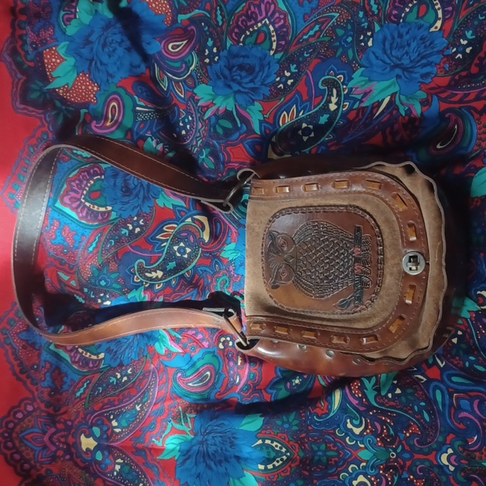 Vintage Leather Owl Purse